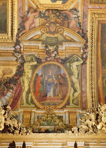 地球の隅々から到着する大使、Galerie des Glacesの天井画 作： Charles Le Brun